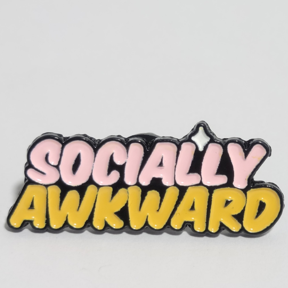 Socially Awkard Graphic Brooch Enamel Pin - Picture 3 of 3